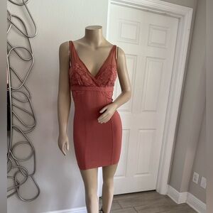 Free People Elegant Lace Trimmed Summer dress in Dusty Rose